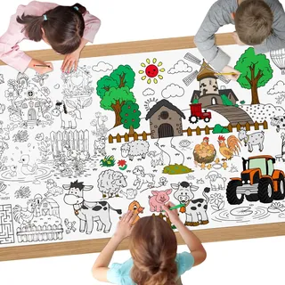 AYESY Weide Mal Tischdecke für Kinder, 183 x 76 cm, Riesige DIY Papier Ausmal Tischdecke, Bastelposter, Spiele, Geschenke, Aktivitäten Banner, Kunst Klassenraum Dekoration