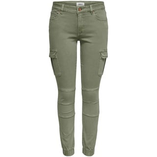 ONLY Cargo Jeans Hose | Stretch Denim Jogger Pants | Slim Mid Waist Karottenhose ONLMISSOURI, Farben:Grün, Größe:40W / 32L, Z-Länge:L32