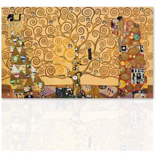 Leinwandbild Gustav Klimt Der Baum des Lebens - Leinwand Kunst Reproduktion auf Leinwand Rahmen aus Holz handgefertigt Wanddekoration