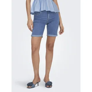 Jeansshorts ONLY "ONLRAIN LIFE MID LONG DNM SHORTS NOOS", Damen, Gr. S (36), N-Gr, blau (light blau denim), Denim/Jeans, Obermaterial: 53% Viskose, 29% Baumwolle, 17% Polyester, 1% Elasthan, unifarben, eng kniefrei, Jeans Jeansshorts, Topseller