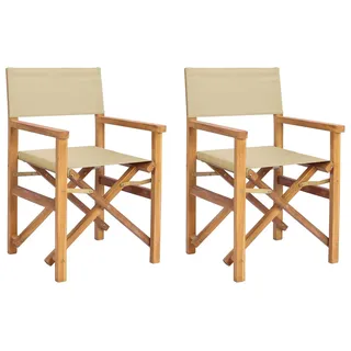 vidaXL Regiestuhl Braun und Beige Massives Teakholz - Braun