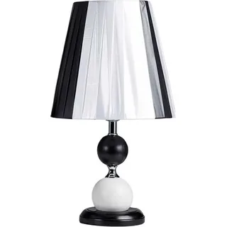 Avizar, LED-Tischlampe E27 mit Dimmer und Stoff-Lampenschirm, Schwarz / Weiß - Bunt