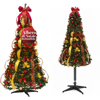 Avilia Zusammenklappbarer Weihnachtsbaum Pop-up 150 cm mit 100 integrierten warmen LED-Lichtern, schlankes Design, platzsparend, schnelle Montage und einfache Lagerung, ideal für Elegante
