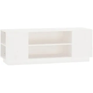 vidaXL TV-Schrank Weiß 110x35x40,5 cm Massivholz Kiefer - Weiß
