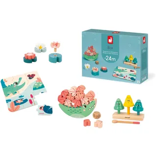 Janod - Baby-Spielbox - 24 Monate - Lernspiel mit Puzzle und manuellen Aktivitäten für Kinder - Ideal für Kindern von 2 Jahren - Aktivitätsspielzeug für die Psychomotorische Entwicklung - J04065