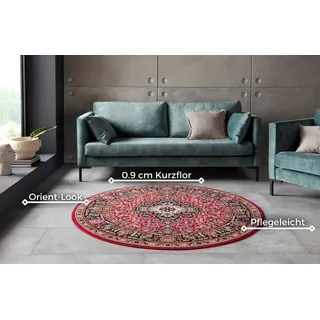 HANSE HOME Skazar Isfahan Kurzflorteppich Ø 160 cm Rot/Schwarz