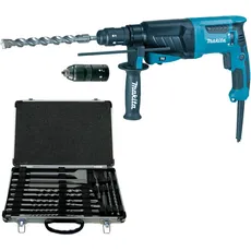 Bohrhammer Makita Meißelfunktion + SSBF HR2630TX + Bohr- / Meisselset SDS-Plus