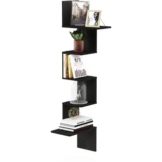 Furinno Rossi Modernes schwebendes Wand-Eckregal mit 5 Ebenen, Espresso