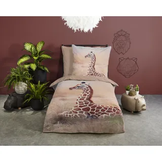 Good Morning Sima Baumwolle, 135x200, Reißverschluss, Wendeoptik, Kind, Giraffe, Sand beige