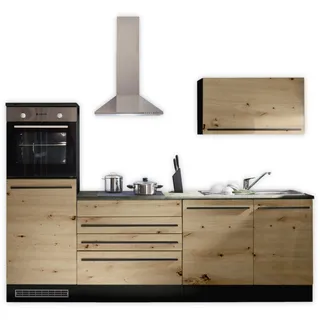 Stella Trading Jazz 6 Moderne Küchenzeile mit Elektrogeräten in Anthrazit, Artisan Eiche Optik - Geräumige Einbauküche mit viel Stauraum - 260 x 200 x 60 cm (B/H/T)