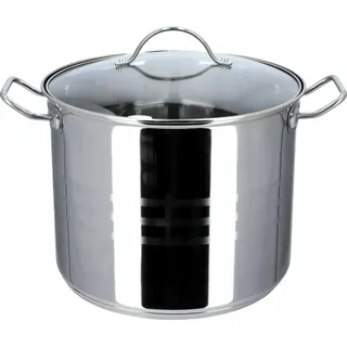 Kochtopf - Stahl - Größe 24 cm 9 l - Mit Deckel - Induktionsgeeignet - Silber