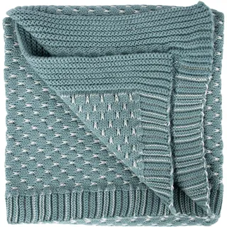 Betty Bean Babydecke Baumwolle grün - gestrickt, 80x100 cm, weich & atmungsaktiv, Öko-Tex Zertifiziert, Kuscheldecke für Jungen & Mädchen in Geschenkbox