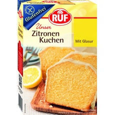 RUF Glutenfreier Zitronen-Kuchen mit fruchtiger Zitronenglasur, klassischer Kastenkuchen für jeden Anlass, glutenfrei und vegan, 8er Pack (8x530 g)