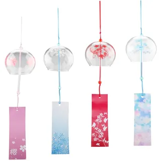 Mocrop 4 Stück Japanisches Windspiel Garten, Gartendeko Windspiele Für Draußen Hängend, Windspiel Glas Bastelset, Für Geburtstagsgeschenke Balkon Garten Deko