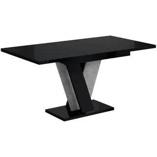 altdecor Esstisch ausziehbar, ideal als Küchentisch, Esszimmertisch - oder Wohnzimmertisch, solide Konstruktion aus Möbelplatte, 120 -160x90x75 c... - Schwarz/Silber
