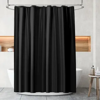 URAQT Duschvorhang, Anti-schimmel Wasserdicht Schnelltrocknend Duschvorhänge, Waschbar PEVA Shower Curtains 180x180 cm mit 12 Duschvorhangringen, Badewanne Shower Curtain (Schwarz)