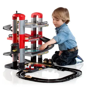 MOLTO | 4-stöckige Parkhaus mit Rampen, Waschraum, Aufzug, Tankstelle, Spur von Fett und Außenbereich | Kinderspielzeug | Enthält 2 Autos | Für 3 Jahre