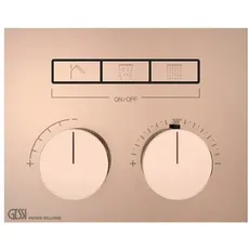 Gessi HI-FI, Fertigmontageset Unterputz-Thermostat mit Tasten-Bedienung, 3 separate Ausgänge, 63006, Farbe: Kupfer PVD