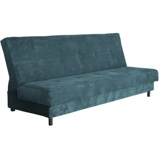 Mirjan24 Schlafsofa Enduro XIV Cord, Couch mit Schlaffunktion und Bettkasten, 3 Sitzer Aufklappbar Polstersofa (Farbe: Poso 125) - Grün