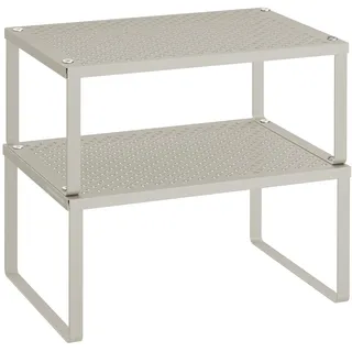 SONGMICS Gewürzregal, 2er Set, Küchenregal, Küchen-Organizer, Küche, Gewürzhalter, erweiterbar, stapelbar, kleines Regal, Metall, haferflockenbeige KCS001K01