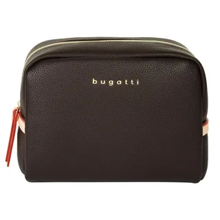 Kosmetiktasche BUGATTI "ELLA", Damen, Gr. B/H/T: 20cm x 15cm x 8cm onesize, braun (dunkelbraun), Kunstfaser, leicht glänzend, unifarben, Taschen Kosmetiktasche