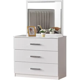 Kosmetiktisch Kommode Spiegel Make-up-Tisch Weiß Design Schminkkommode - Weiß