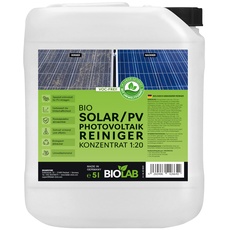 BIOLAB Solar & PV Photovoltaik Reiniger Konzentrat 1:20 (5 Liter Kanister) Solarreiniger zum Reinigen von Solaranlage, Photovoltaikanlage, Solarpanel, Solarmodul, PV-Anlage