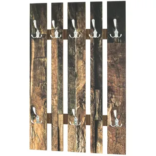 Haku-Möbel Wandgarderobe Motiv Holz 65 x 100 cm Braun