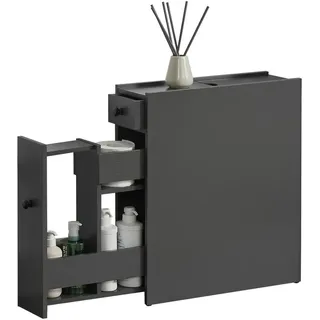 [en.casa] Badezimmerschrank Kihniö Nischenregal Küchenschrank Dunkelgrau Mehrzweckschrank mit Schubladen Badschrank schmal - Dunkelgrau