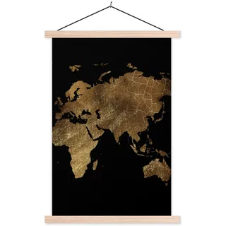 MuchoWow Poster Weltkarte - Gold - Luxus - Erde - Schwarz 40x60 cm , Textil , Rechteckig , 40x60x0.15 cm , Bilder & Rahmen, Bilder, Sonstige Wandbilder