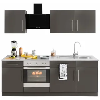 WIHO KÜCHEN Küchenzeile Cali 220 cm grau
