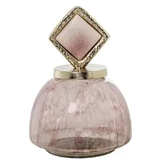 Dekorative Vase aus Glas mit Aluminiumdeckel, Rosa und Gold, 27,5 x 15 x 15 cm