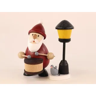 Weihnachtsfigur Weihnachtsmann mit Trommel und Laterne Höhe 9,5cm NEU Miniatur