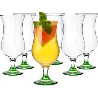 Glasmark Krosno Gläser Cocktailgläser Set Longdrink Cocktail Gin Bier Wasser Longdrinkgläser Cocktailgläser Trinkglas Wasserglas Glas Smoothie Dessert Spülmaschinenfest Grün 6 x 420ml
