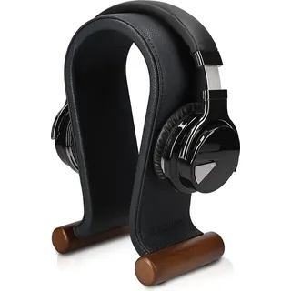 Navaris Universal Kopfhörerständer mit Kunstleder Bezug - Kopfhörer Halter Gaming Headset Halterung - On Ear Headphone Stand - in Schwarz - Schwarz