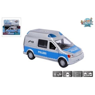 Kids Globe Van Manen Traffic Die Cast Polizei (Polizeiauto mit Licht & Sound, Pull Back) - 510656, Blau,silber