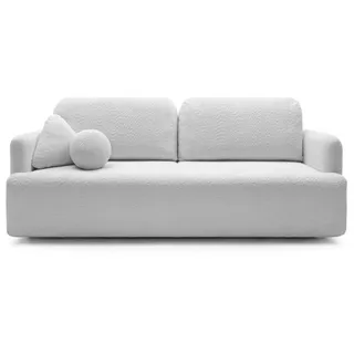Selsey Dreisitzer-Sofa Lambina mit Schlaffunktion, Bettkasten, Boucle-Bezug in Hellgrau
