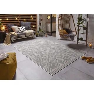freundin Home Collection Mia In-& Outdoor, Wetterfest, Modernes Design für Balkon, Terrasse Wintergarten Badteppich Wohnzimmerteppich Wasserfest, grau creme), 200x290cm