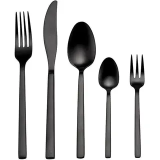 ECHTWERK Tafelbesteck Set Premium 30tlg PURE BLACK - Shiny, Farbe:Schwarz