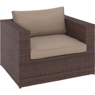 Ambia Garden Loungesessel , Braun, Beige , Metall, Kunststoff, Textil , Rundrohr , 95 cm , Gartenmöbel, Loungemöbel, Loungesessel