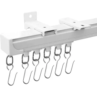 MaKefeile Vorhangschienen zur Deckenmontage, robuste Vorhangschienen, Raumteiler, Vorhangschiene für Wohnzimmer, Schlafzimmer, Raumdusche, Trennwand, weiß, 90 cm bis 2,7 m