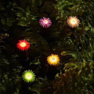 Lights4fun 5er Set 16,5cm LED Solarleuchten Blumen Strauß Solar Stableuchten Garten Deko Balkon Beleuchtung