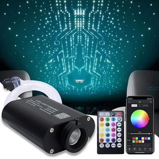 Callsky 16W RGBW Glasfaser-Licht-Kit Deckenleuchten-Kit Bluetooth APP-Steuerung+Musikmodus Home Use Fiber Optical Light Kit, Glasfaserkabel 300 Stück 0,75 mm 6,5 Fuß/2m mit 28-Tasten-Fernbedienung