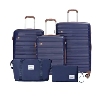 Ascona Gepäck-Set, 5-teilig, Koffer mit Rollen, Hardcase, Reisetasche und Kulturtasche, Handgepäck-Set - Blau - Blau