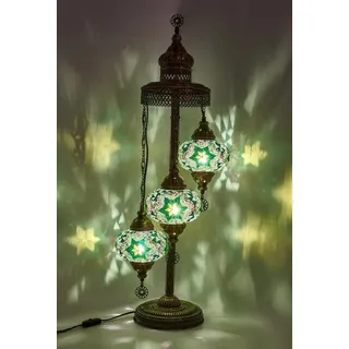 Turkische Mozaik Vloerlampe Handgefertigt in Grün mit 3 Glaskugeln für ein stilvolles Ambiente - Grün