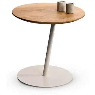 M2 Kollektion Xora Beistelltisch , Wildeiche , Holz, Metall , Wildeiche , massiv , rund , 50x49x50 cm , einfacher Aufbau , Wohnzimmer, Wohnzimmertische, Beistelltische, Beistelltische Metall
