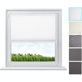 WOLTU Plissee ohne Bohren Klemmfix Faltrollo Jalousie Weiß 60x100cm (BxH), Plisseerollo Crushed Optik Sichtschutz und Sonnenschutz Easyfix lichtdurchlässig Rollo für Fenster & Tür