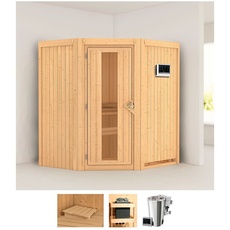 Bild von Sauna »Tomke«, (Set), 3,6-kW-Bio-Plug & Play Ofen mit externer Steuerung beige