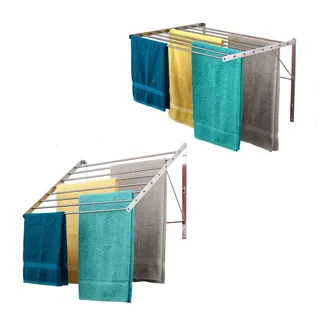 Smartsome Wäscheständer, 15 Fuß, Wandmontierter Kleiderständer, 60 lb Kapazität, 8 robuste Edelstahlstangen zum Aufhängen von Kleidung, schlankes, stabiles und platzsparendes Design