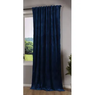 Gardinenbox Verdunkelung Vorhang »Milano« Samt Blickdicht Schlaufenband Tunneldurchzug Blackout Bügelband kürzbar Blau 1 Stück HxB 280x135 cm, 20357